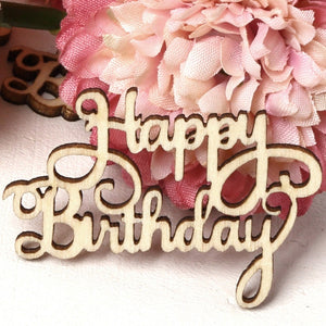 Wood sprinkle Happy Birthday 46-32 mm mm 15pcs set, birthday Happy Birthday decorations, heart confetti, table decorations,