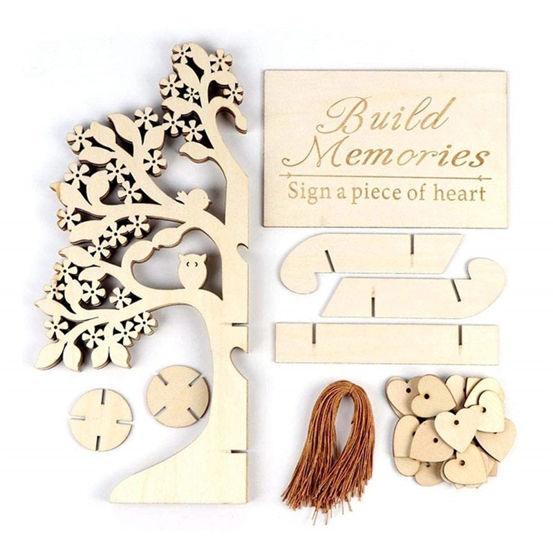 Personalisierter Hochzeitsbaum Gäste Baum Deko Hochzeit Gästebuch Holz Baum  40-60-80 Schilder je nach Ausführung Hochzeit Herzen
