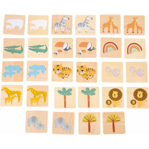 Personalisiertes  Memo Memory Spiel aus Holz Tiere Kartenspiel aus Holz Kinderspielzeug Holzspielzeug Memory 28 Teilig ab 3 Jahren.