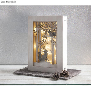 Holz Bausatz Deko mit LED Kette Basteln mit Herbstmotiv Hochzeit Geburtstag Deko Fuchs Eichhorn Lampe Spielzeug