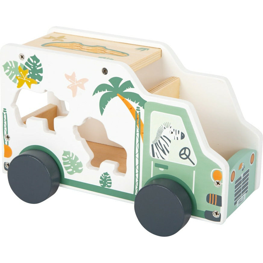 Holz Auto Bus Personalisiert mit Tieren Safari Holzspielzeug Kinderspielzeug Pastellfarben Geschenk Spiel Kinder ab 12 Monaten