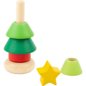 Spielzeug Stapel Weihnacht Holzspielzeug aus Holz Turm in Buntem Holz Weihnachtsspielzeug Puzzle Maße ca. 13,5x5cm ab 1 Jahr,