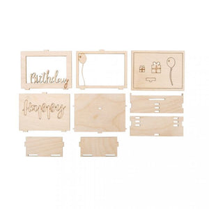 Spardose Holz 3D Geschenkbox Birthday, FSCMixCred, 11, 5x8, 5x5cm, 14 -teilig Bausatz, Box 1Set, natur liebe