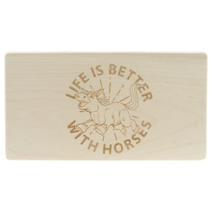 Frühstücksbrettchen Personalisierung Pferd mit Beschriftung Holz Laser mit Name Bild Holz Brett Geschenk  220 x 120 x 10 mm (LxBxH)