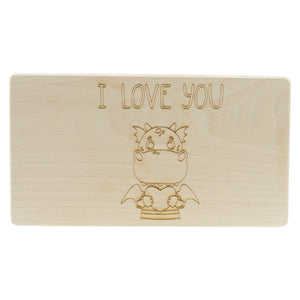 Frühstücksbrettchen Personalisierung Drache mit Beschriftung Holz Laser mit Name Bild Holz Brett Geschenk 220 x 120 x 10 mm (LxBxH)