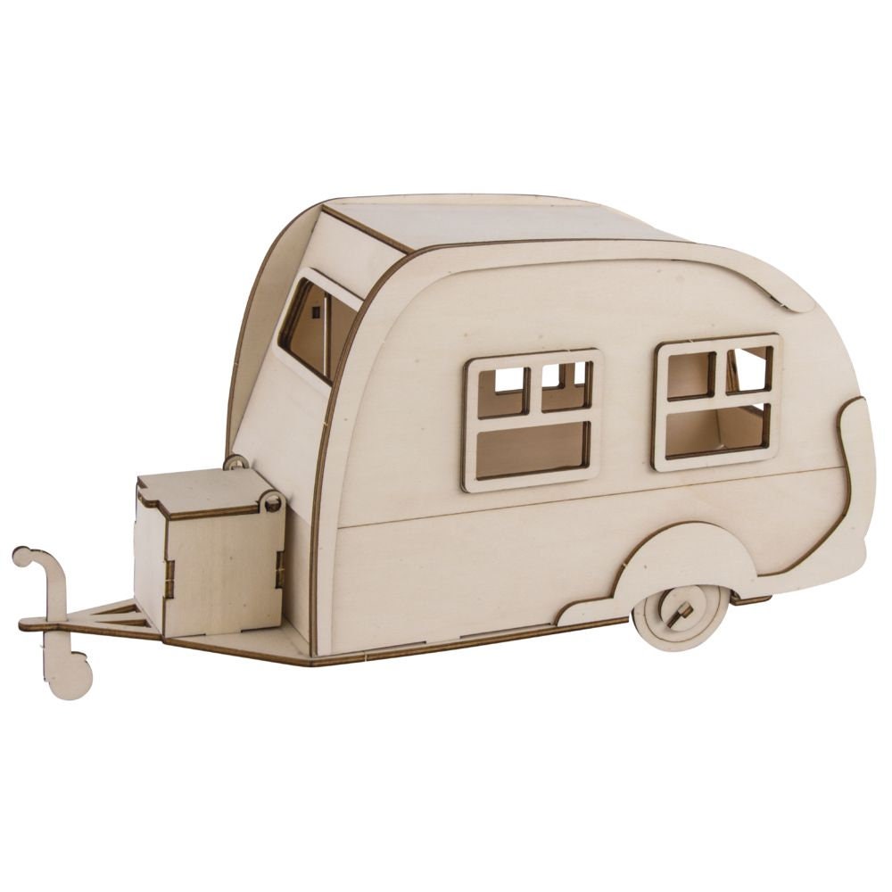 Wohnwagen Bausatz Deko Bastle Wohnwagen zum anmalen Holz Wohnwagen Kinderspielzeug Maße des Wohnwagens: 36x18x15cm