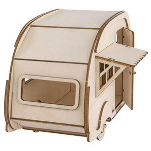 Wohnwagen Bausatz Deko Bastle Wohnwagen zum anmalen Holz Wohnwagen Kinderspielzeug Maße des Wohnwagens: 36x18x15cm