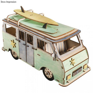 Caravan Kit Decoration Bastle Bulli VW Bus Motorhome Camping Bus for painting wood Children's toys Dimensions of the motorhome Size 30x13x17 cm