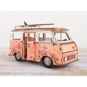 Caravan Kit Decoration Bastle Bulli VW Bus Motorhome Camping Bus for painting wood Children's toys Dimensions of the motorhome Size 30x13x17 cm