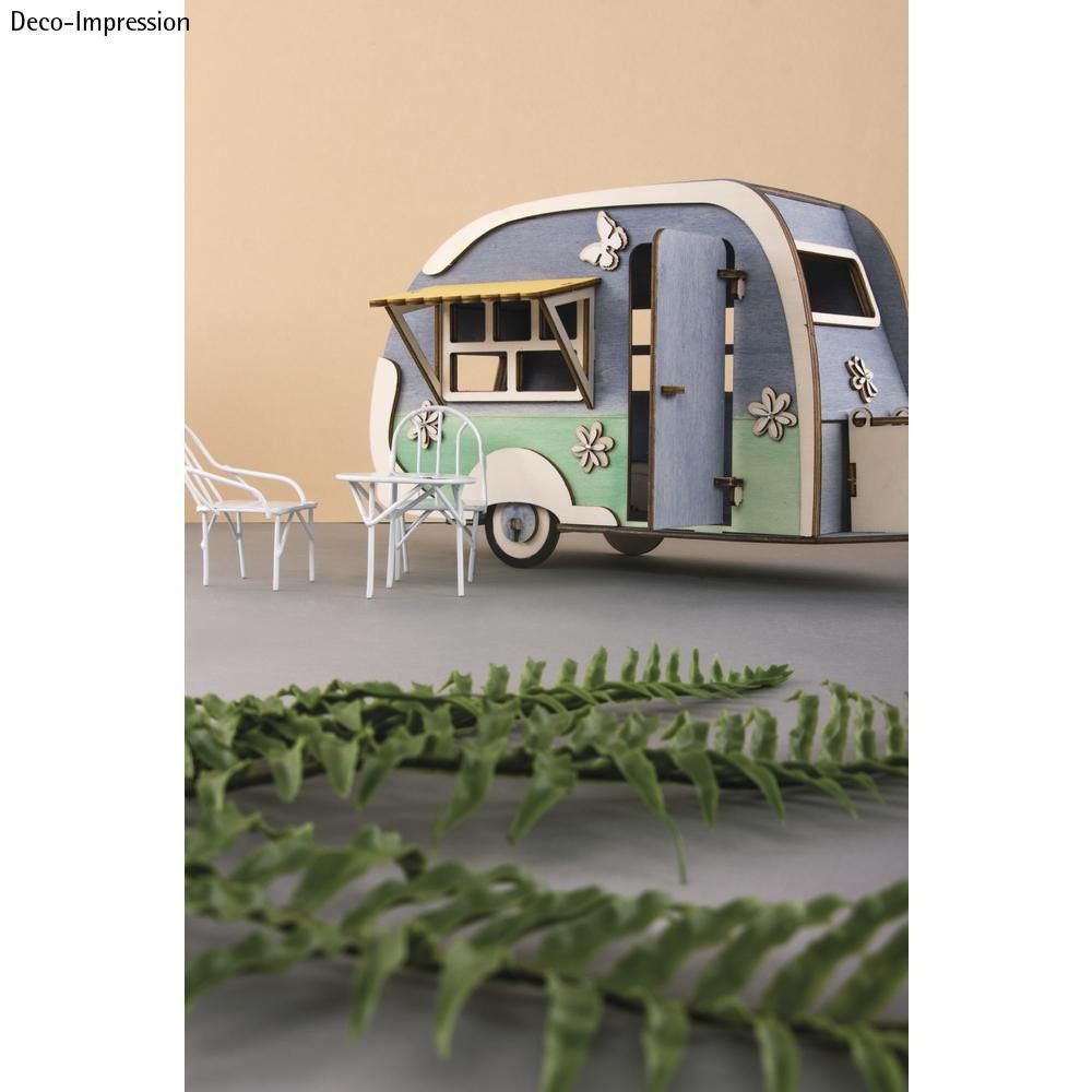 Wohnwagen Bausatz Deko Bastle Wohnwagen zum anmalen Holz Wohnwagen Kinderspielzeug Maße des Wohnwagens: 36x18x15cm