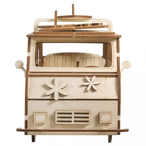 Caravan Kit Decoration Bastle Bulli VW Bus Motorhome Camping Bus for painting wood Children's toys Dimensions of the motorhome Size 30x13x17 cm