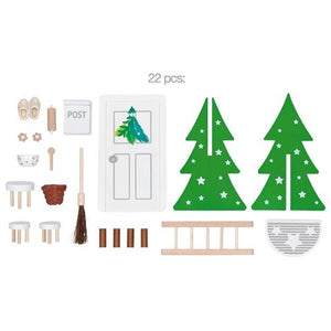 Wichteltür mit Accessoires Wichtel Eingang Wohnung Holzspiel Weihnachtsdeko Wichteltür