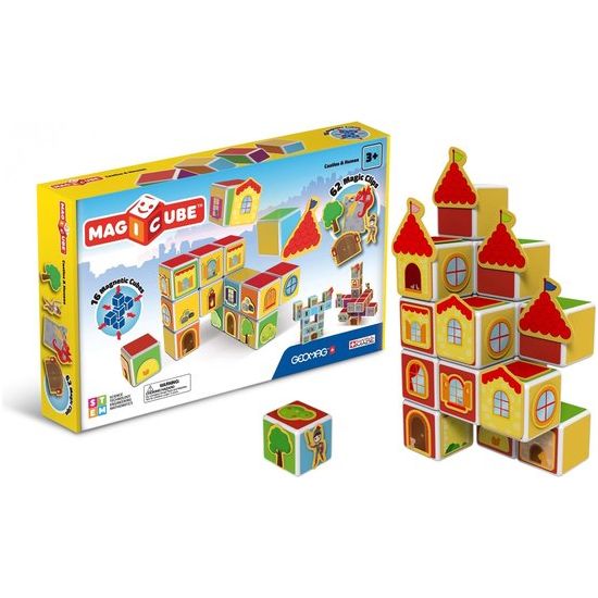Geomag Magicube Castle & Homes – Magnetisches Konstruktionsspielzeug aus 100 % recyceltem Kunststoff, ab 3 Jahr