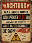 Spielezug-Opa Retroschild Retro Sprüche Schild Man muss nicht ausgesprochen Blöd sein um hier zu arbeiten