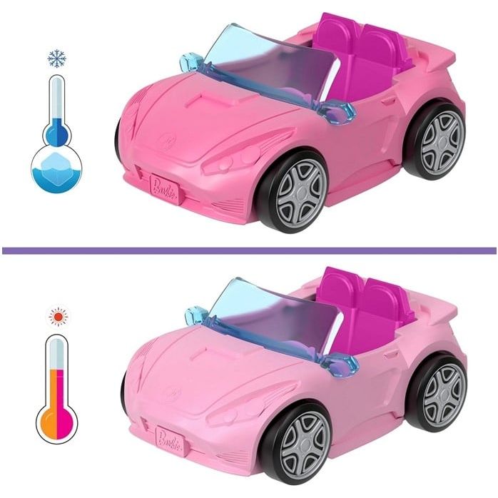 Mini Barbie Land Spielset mit Puppe & Farbwechsel-Fahrzeug (Sortiert) 6 Stück Set ab 3 Jahren