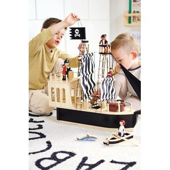 XXL Piratenschiff aus Holz Kinderspielzeug Pirat Holzschiff