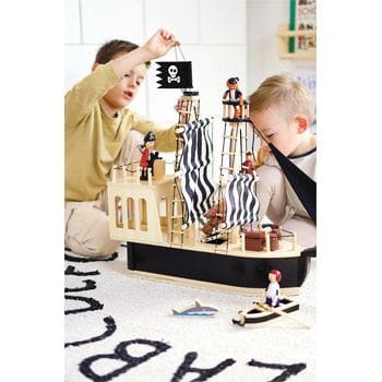 Legler Piraten Holz Schiff XXL Piratenschiff aus Holz Kinderspielzeug Pirat Holzschiff