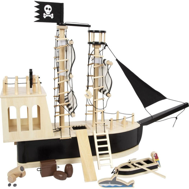 Legler Piraten Holz Schiff XXL Piratenschiff aus Holz Kinderspielzeug Pirat Holzschiff
