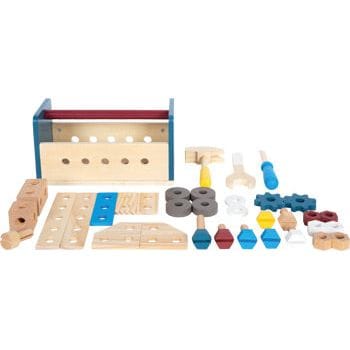 small foot Personalisierbarer Werkzeugkasten und Werkbank Holzspielzeug ab 3 Jahren