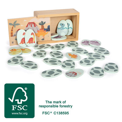 Personalisierbares small foot Memo Holzspielzeug Dino ab 2 Jahren