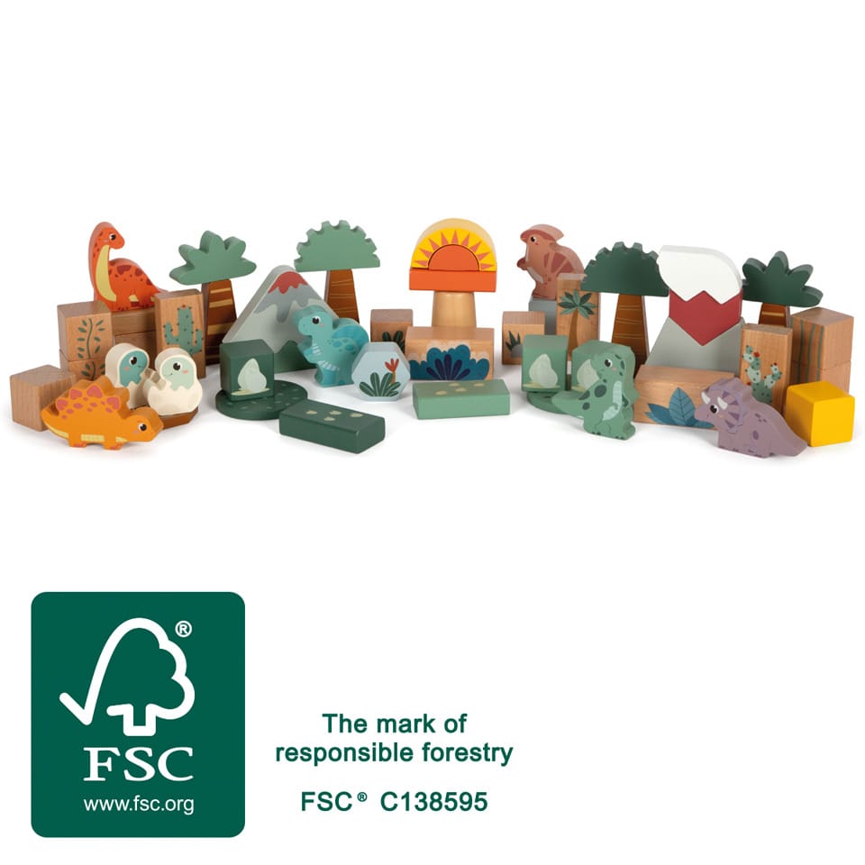 small foot Baby & Kleinkind small foot Holzbausteine Dino Kinderspielzeug Holz ab 12 Monaten