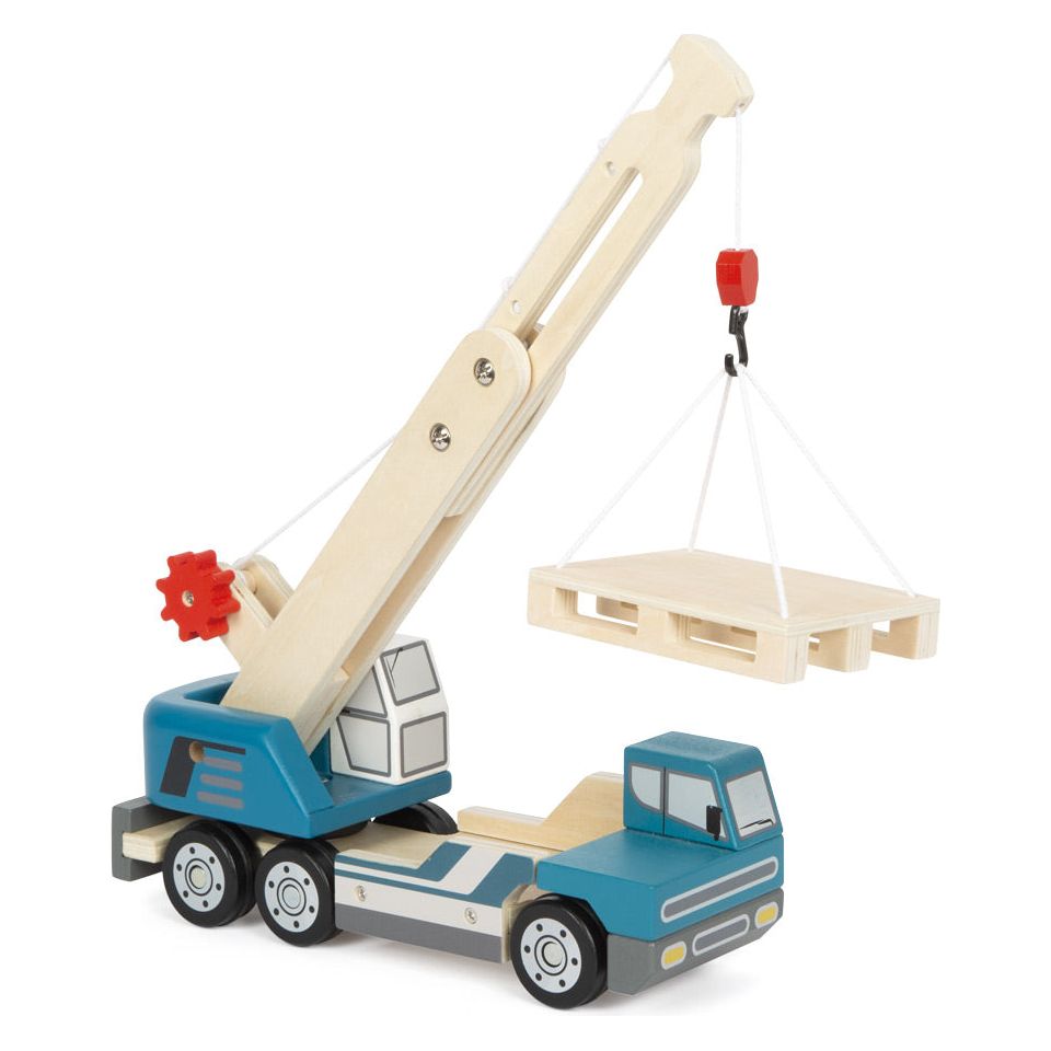 small foot Personalisierbarer Holz Kranwagen mit Palette ab 2 Jahren
