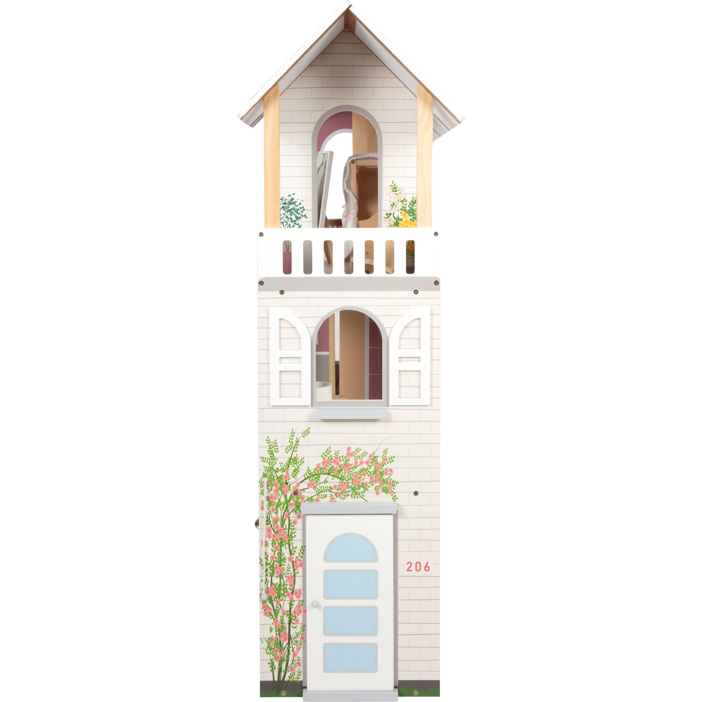 Smallfoot Personalisierbares Puppenhaus Traumvilla XL für Puppen bis 30cm (Barbie) ab 3 Jahren