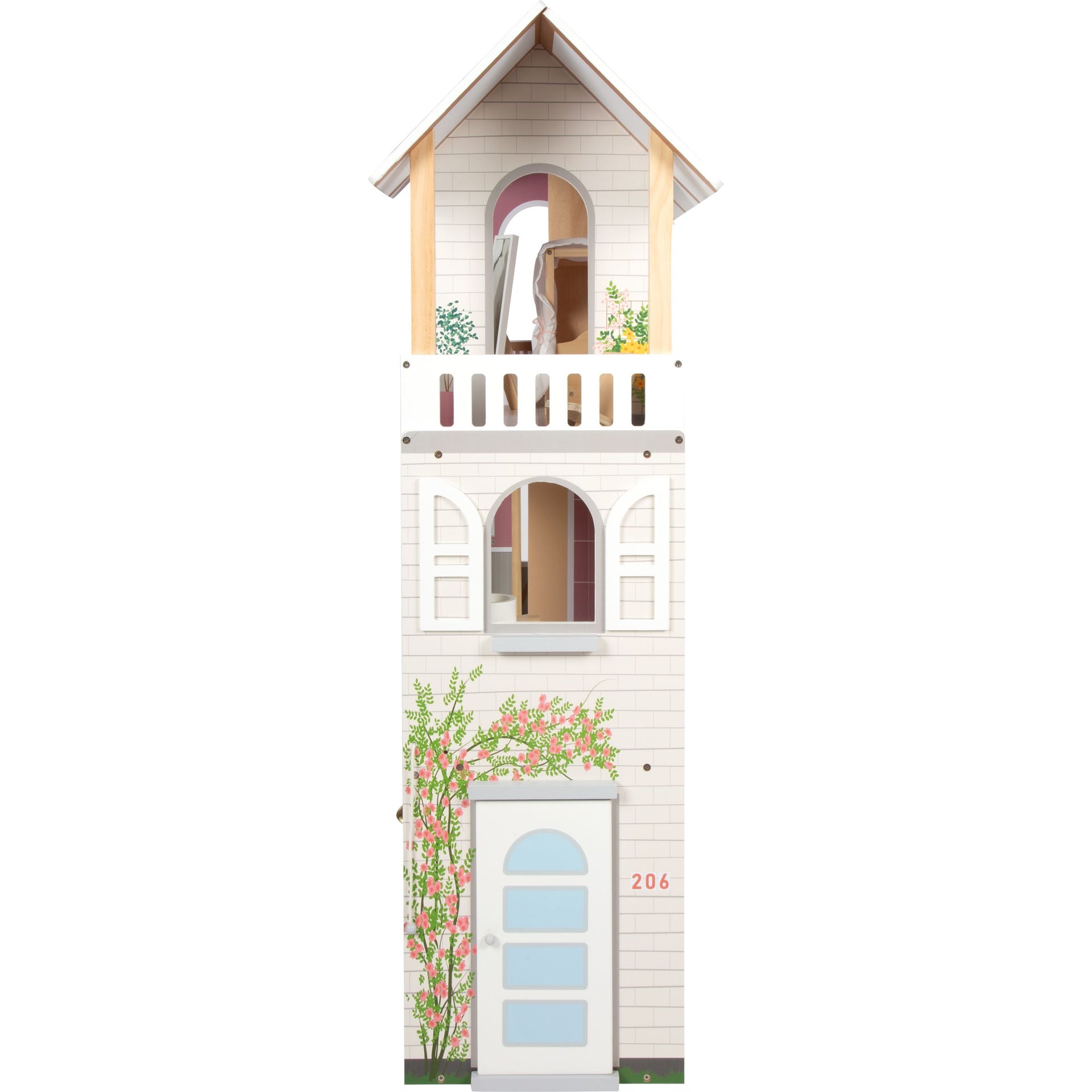 Smallfoot Personalisierbares Puppenhaus Traumvilla XL für Puppen bis 30cm (Barbie) ab 3 Jahren