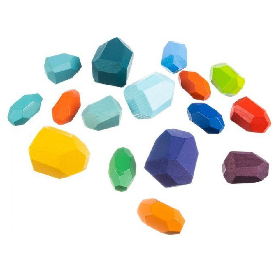 Balanciersteine Pastell Steine Bauklötze Kinderspielzeug im Beutel Montessori Holzspielzeug 16 Teilig ab 3 Jahren Small Foot - Spielzeug Opa