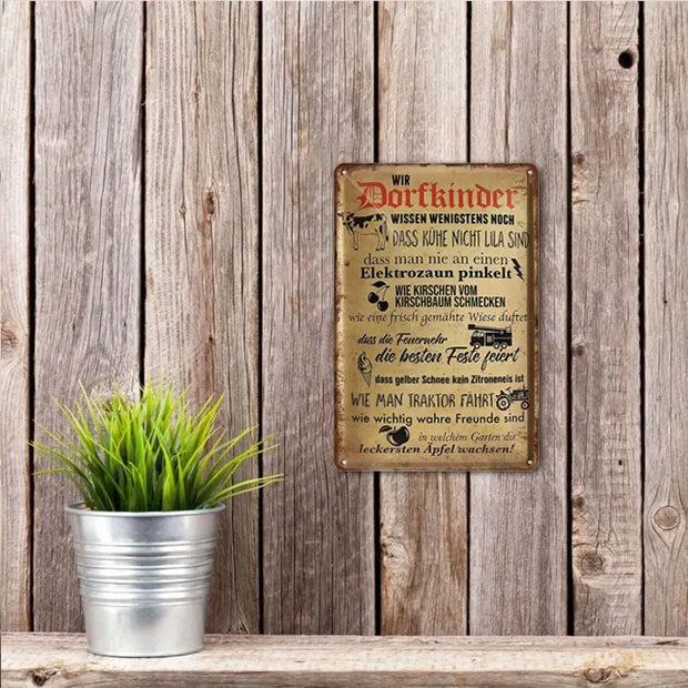 1 Stück Retro Metall Blechschild, Dorfkinder