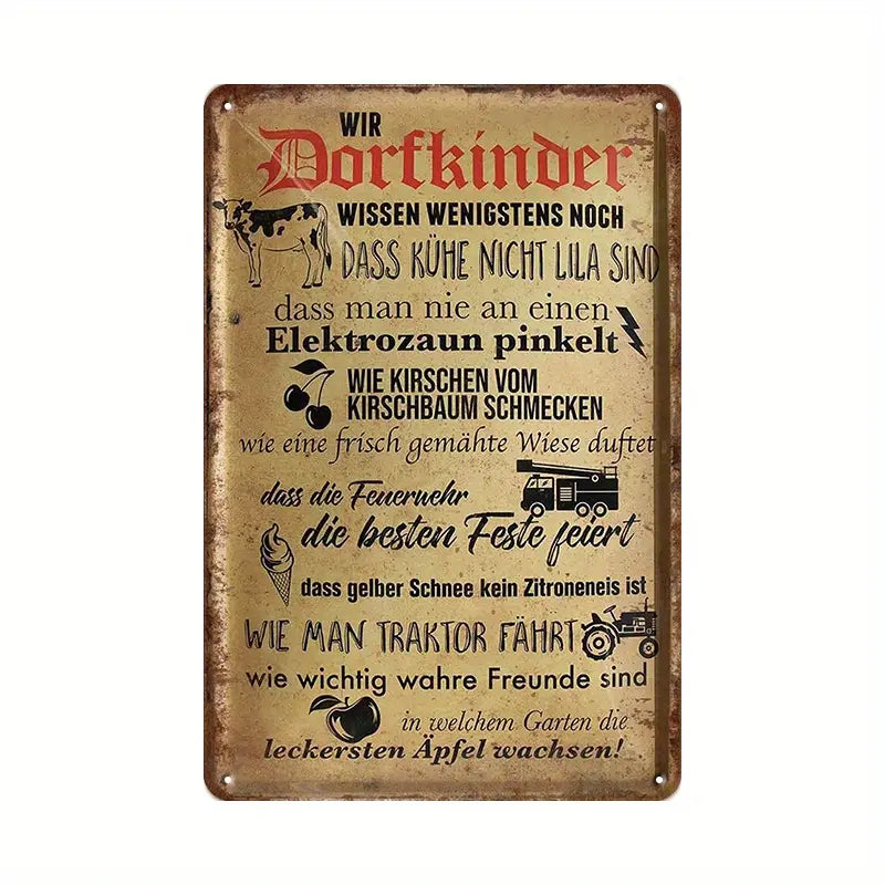 Art Wall Decor 1 Stück Retro Metall Blechschild, Dorfkinder