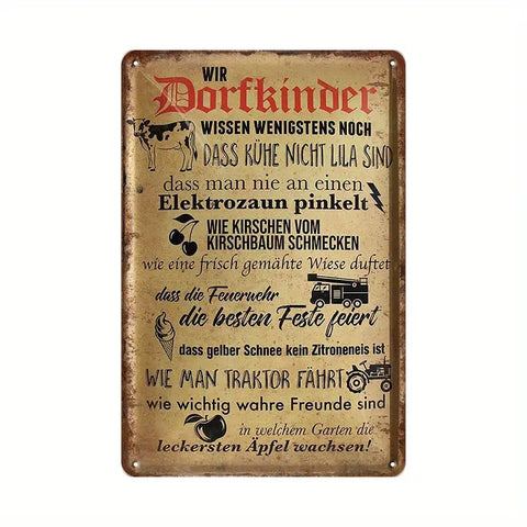 Art Wall Decor 1 Stück Retro Metall Blechschild, Dorfkinder