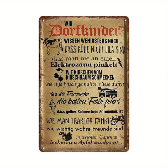 Art Wall Decor 1 Stück Retro Metall Blechschild, Dorfkinder