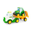 Tomy Holzspielzeug Traktor John Deere Transporter-Set mit Licht & Sound – Spielzeugtraktor ab 18 Monaten