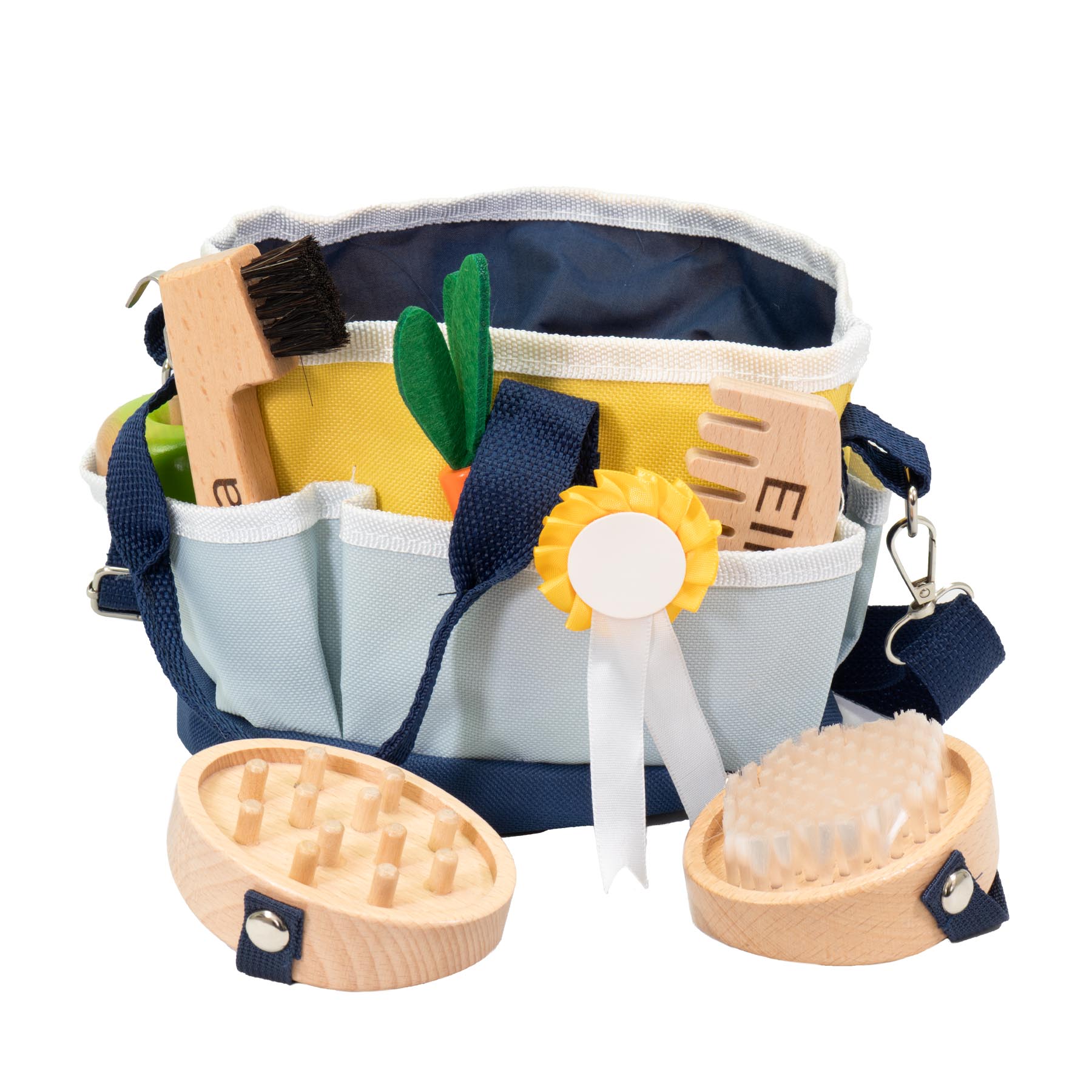 Personalisierbare  Pferdepflege-Set mit Tasche ab 3 Jahren Kinderspielzeug Pferd Zubehör Name steht dann auf dem Kamm