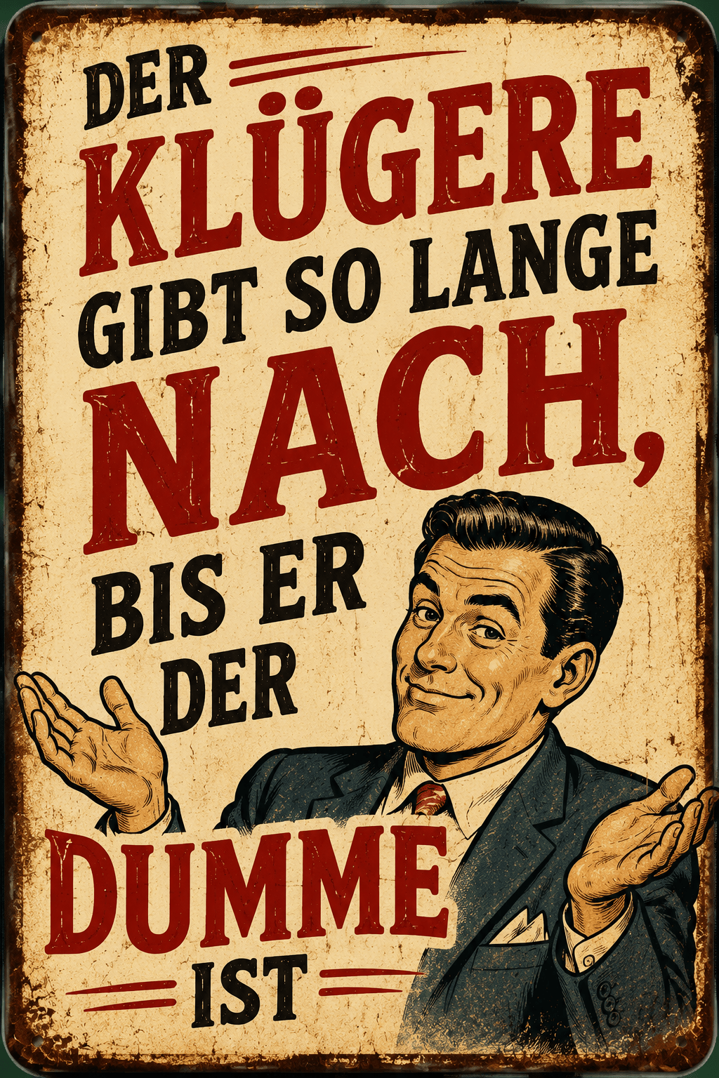 Spielzeug Opa Retroschild Retro Sprüche Schild Der Klügere gibt so lange nach, bis er der Dumme ist