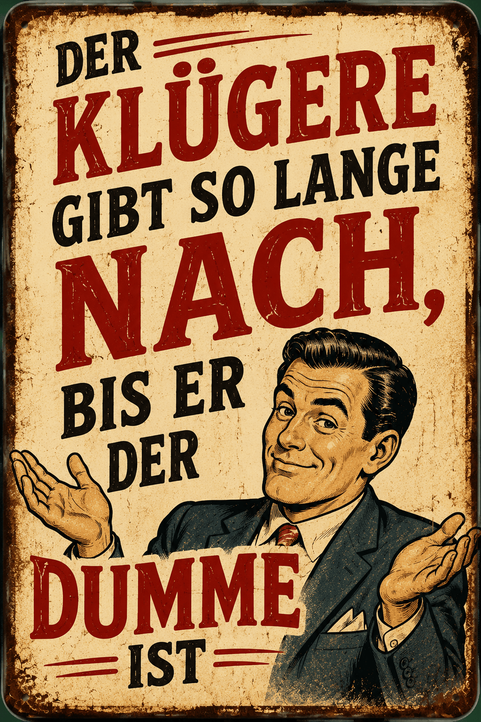 Spielzeug Opa Retroschild Retro Sprüche Schild Der Klügere gibt so lange nach, bis er der Dumme ist