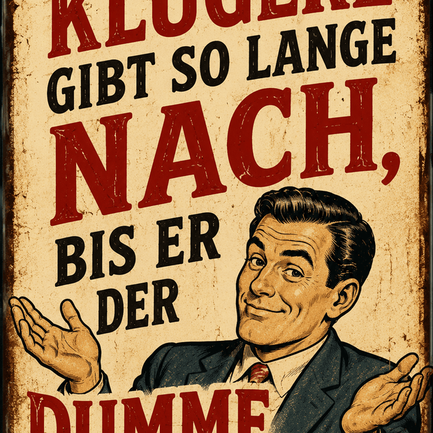 Spielzeug Opa Retroschild Retro Sprüche Schild Der Klügere gibt so lange nach, bis er der Dumme ist