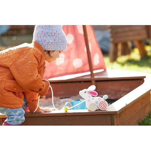 Goki 54897 – Ziehtier Hase aus Holz | Nachziehspielzeug ab 1 Jahr