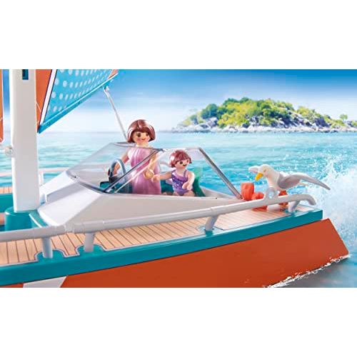 PLAYMOBIL Family Fun 71043 Katamaran, schwimmfähig, ab 4 Jahren