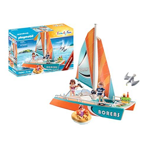 PLAYMOBIL Family Fun 71043 Katamaran, schwimmfähig, ab 4 Jahren