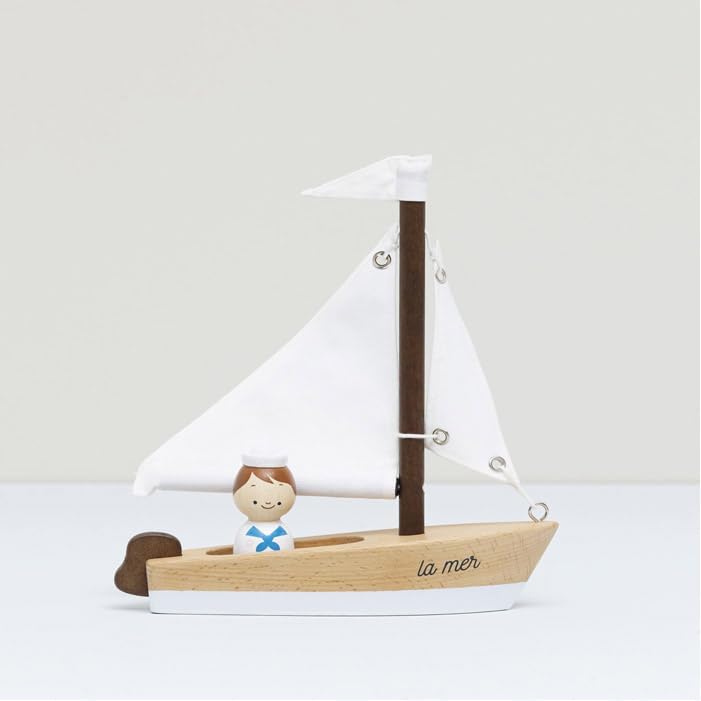 LE TOY VAN Personalisierbares Segelboot aus Holz Spielzeug ab 2 Jahren