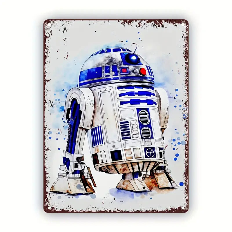 Lizenziert, 1 Stück, Vintage-Metallschild, Star Wars R2-D2-Poster