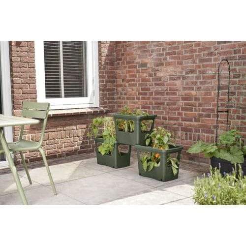 Elho Pflanzkiste elho Green Basics Stack & Grow 50 – Pflanzturm für Balkon & Garten