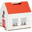goki 51458 – Personalisierbares Tragbares Puppenhaus Holz Spielhaus mit Möbeln und Puppen, komplett möbliert, mit Tragegriff