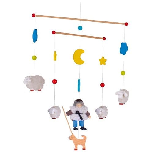 Goki Mobile Schafe Mobile Traumschäfchen Holz Mobile mit Schafen und Hund