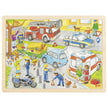 Goki 57429 Einlegepuzzle Polizeieinsatz Holz Puzzle Polizei ab 3 Jahren