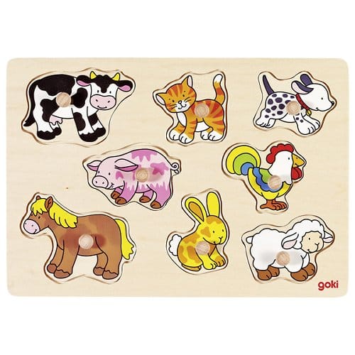 Bauernhof Steckspiel Holz Puzzle Kinder Spielzeug Steckpuzzle