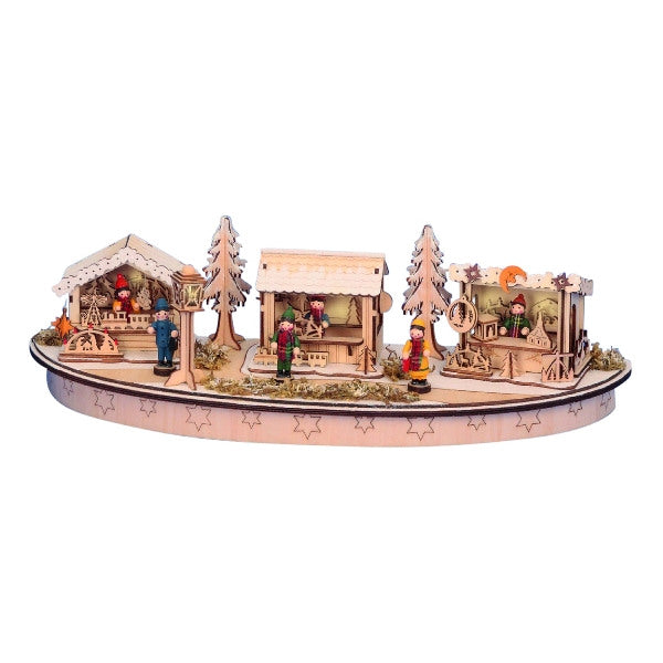 Weihnachtsmarkt mit LED Beleuchtung Holz