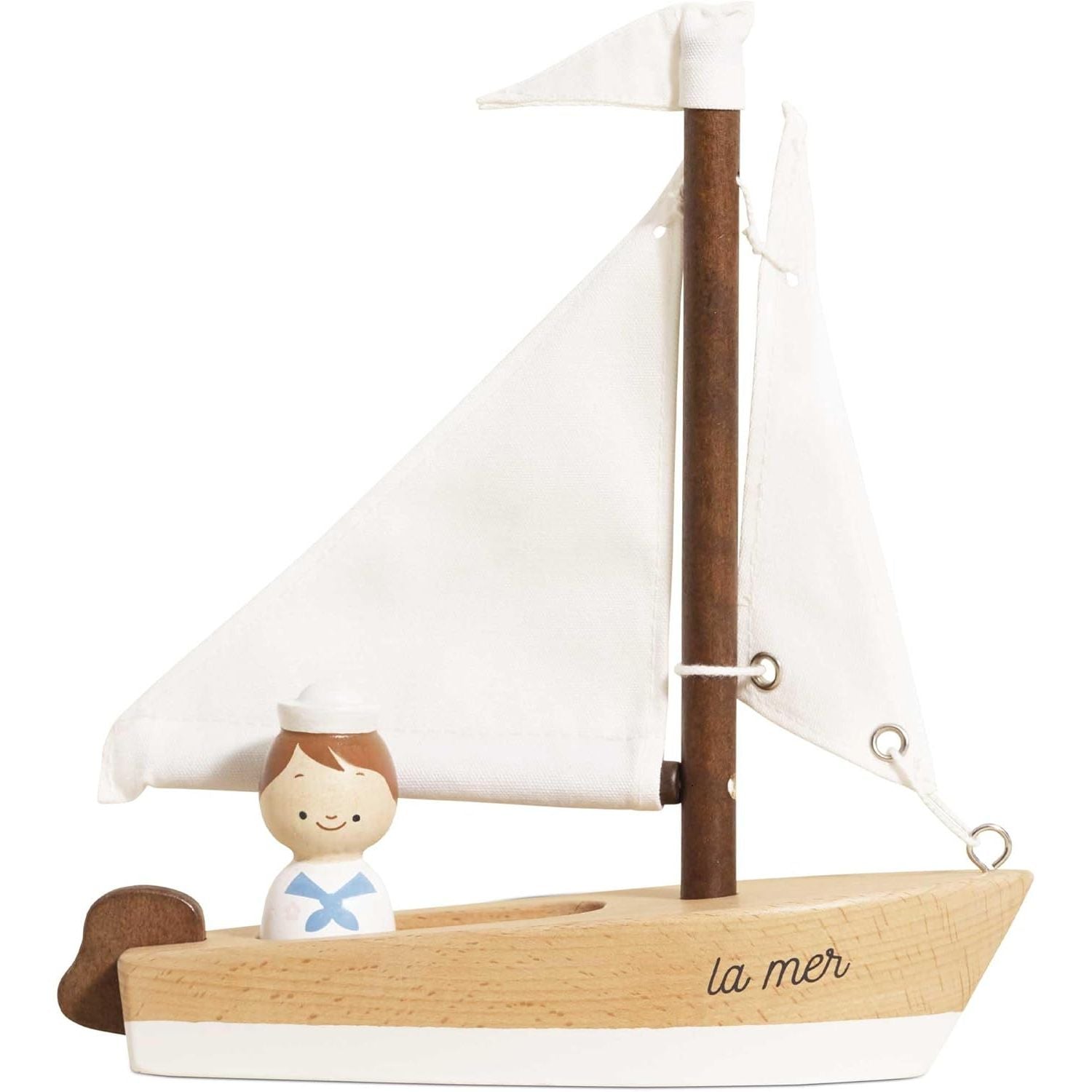 LE TOY VAN Personalisierbares Segelboot aus Holz Spielzeug ab 2 Jahren